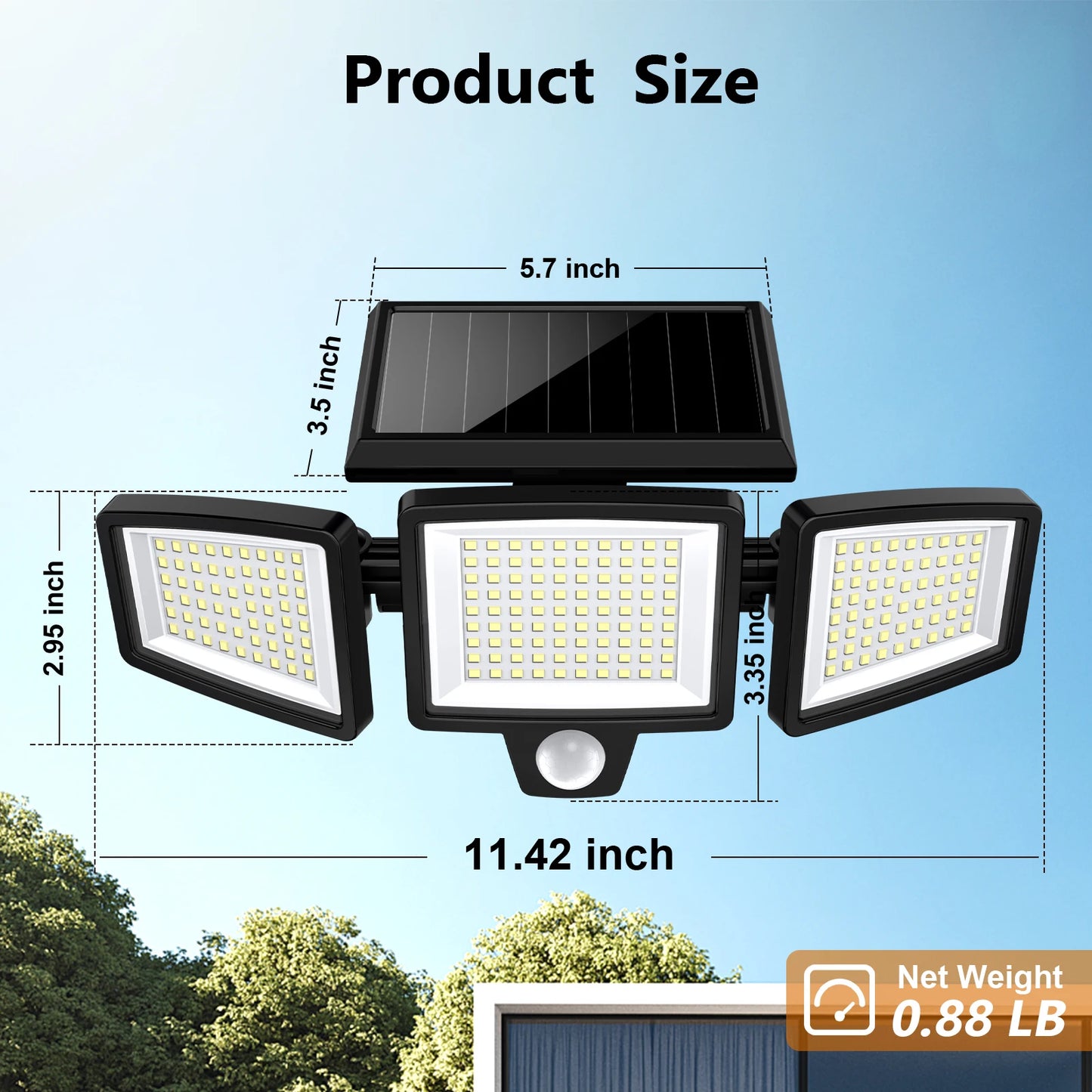 3 Pack Outdoor Solar Lights, 2800LM, 1400mAh Battery Capacity, Motion Sensor Security Lights for Porch, Garage, Yard Entrance, Patio