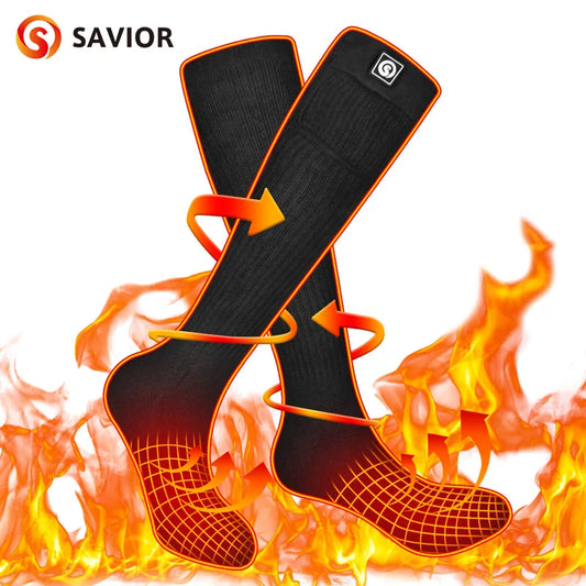 Savior Heat Battery Electric Heated Socks For Men Winter Warm Outdoor Sports Rechargeable Thermal Socks Foot Women For Cycling