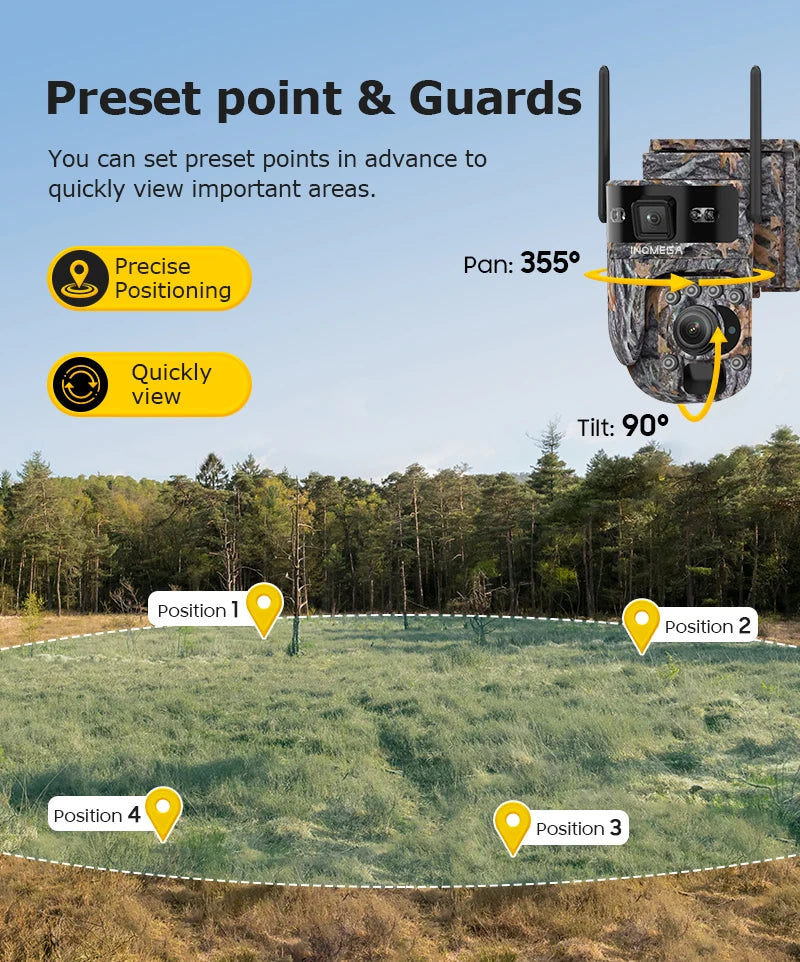 INQMEGA 12MP Solar Camera With 60X Optical Zoom Outdoor PTZ