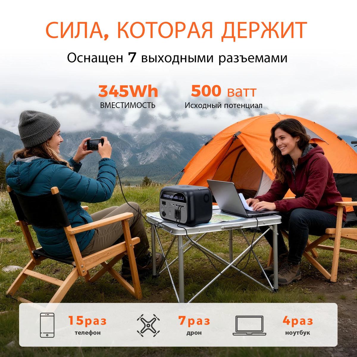 Ctolity 345Wh 500W Portable Power Station LiFeP04 Battery with 2x 600W (1200W Surge) AC Outlets for Outdoor Camping RV Home