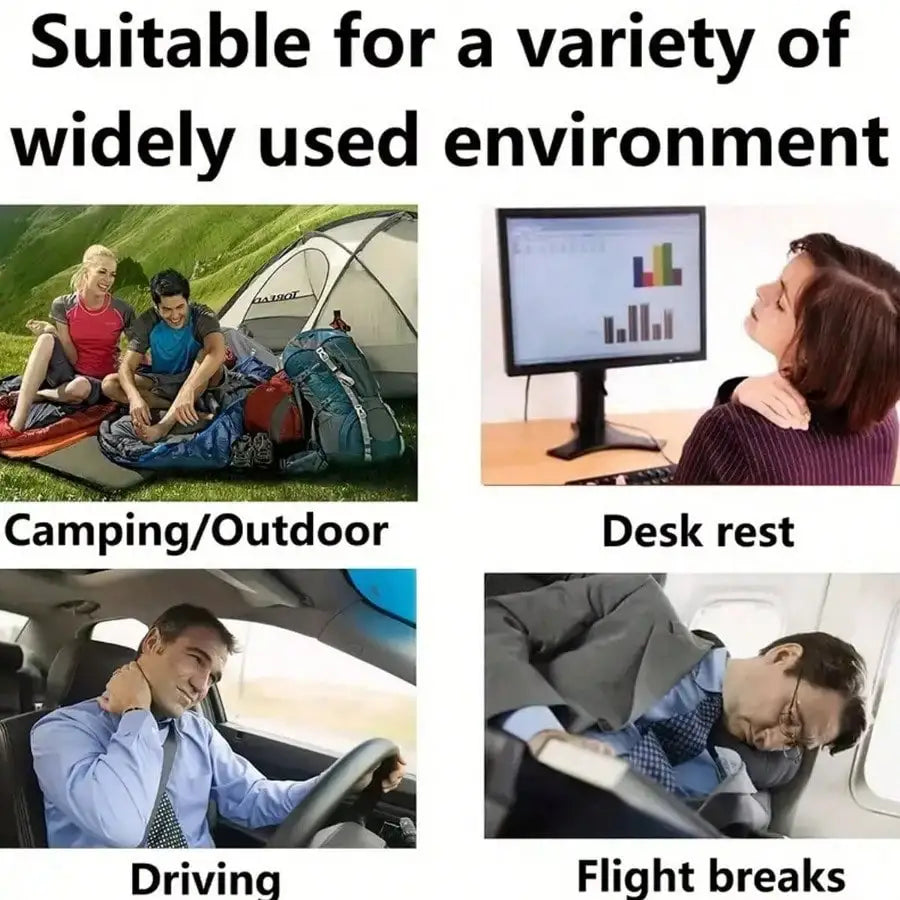 2pc Inflatable Pillow for Office Car Camping Hiking Supports Neck Lumbar