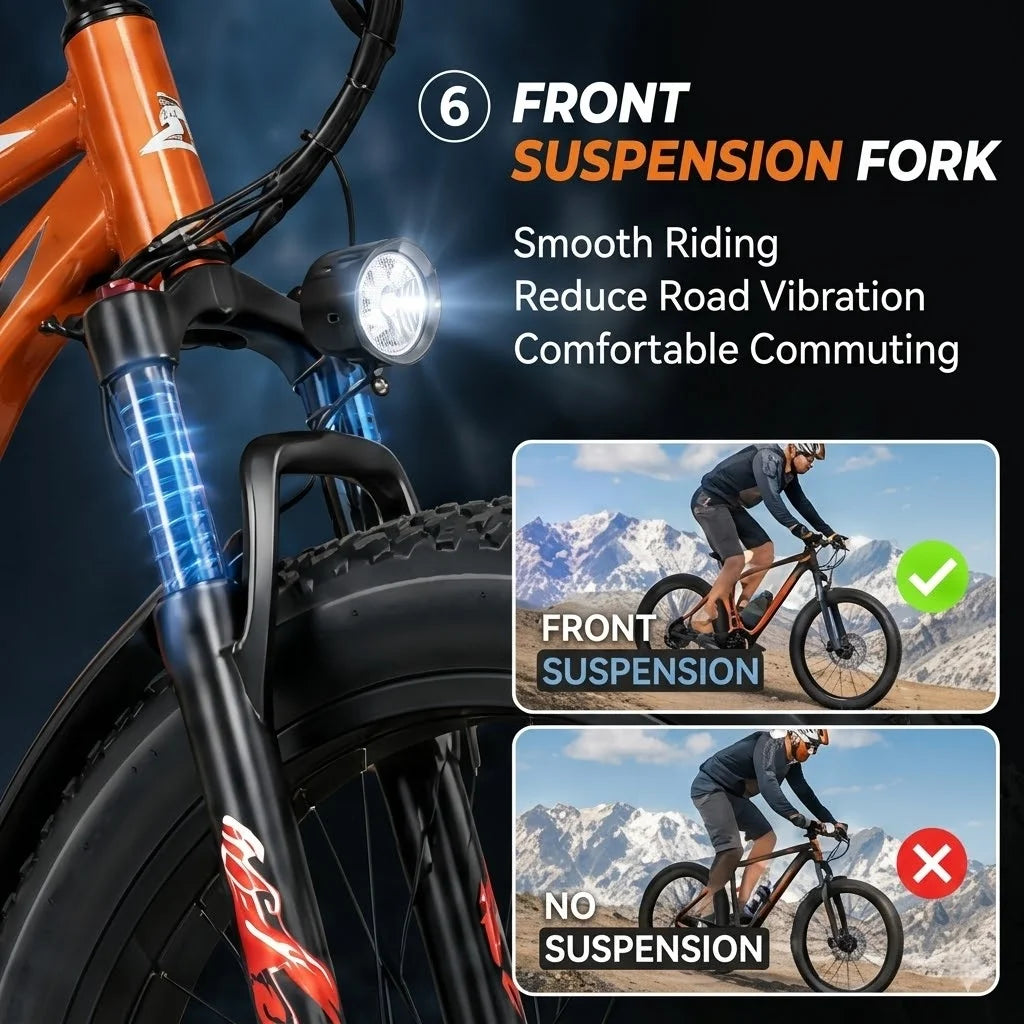 Adult Electric Bicycle, 26-inch Tires, 1000W Motor, 48V 15AH Battery, Maximum Speed 28.6mp/h.