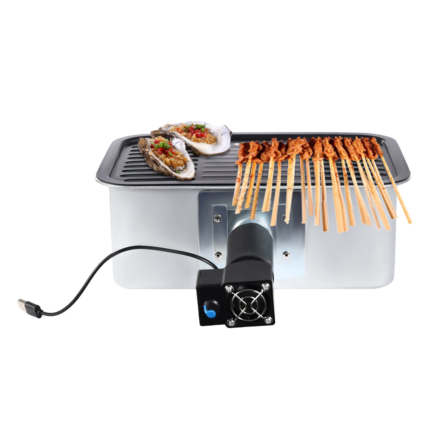 Portable Camping Grill With USB Fan Control And Ash Tray