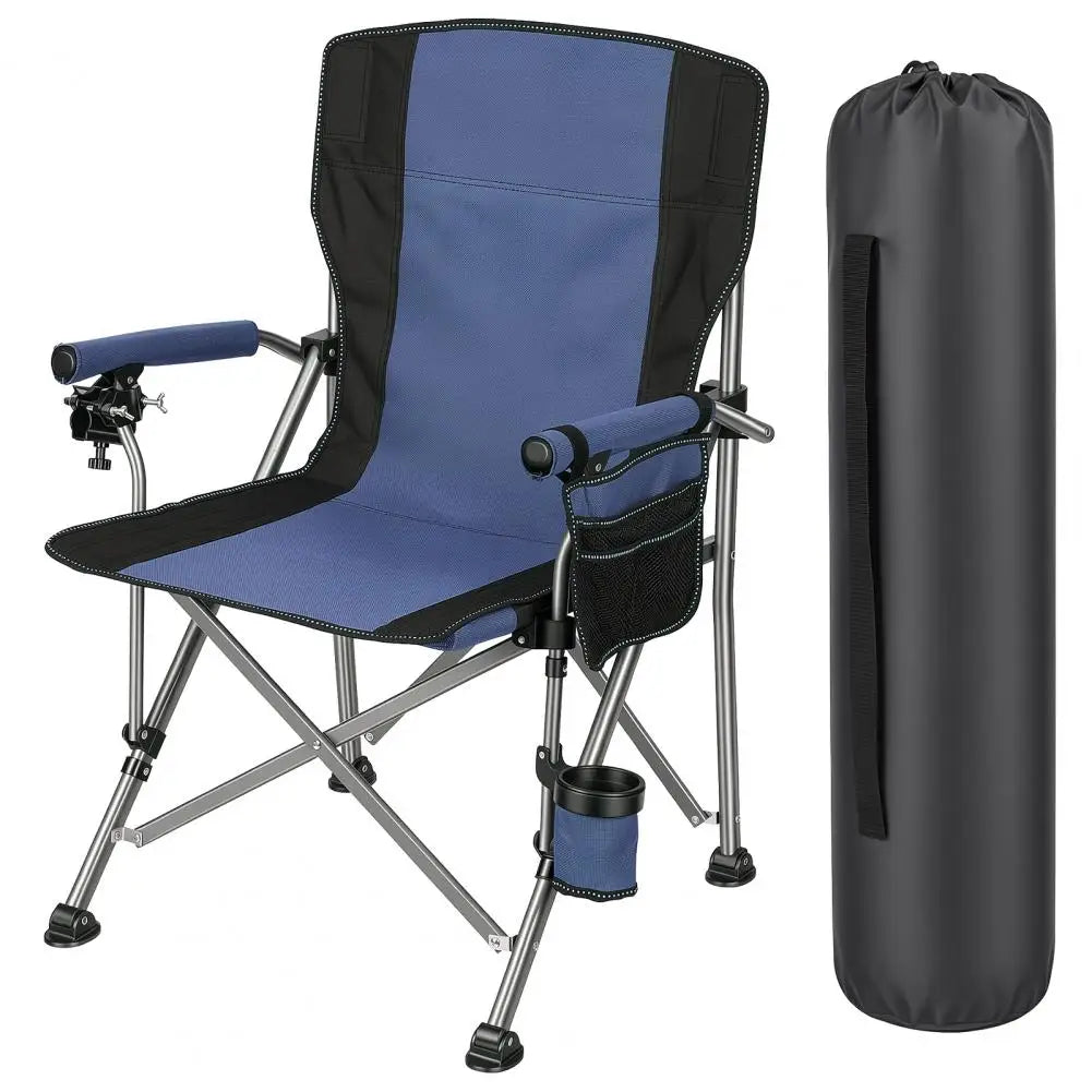 Folding Fishing Chair With Rod Holder Cup Holder And Pocket