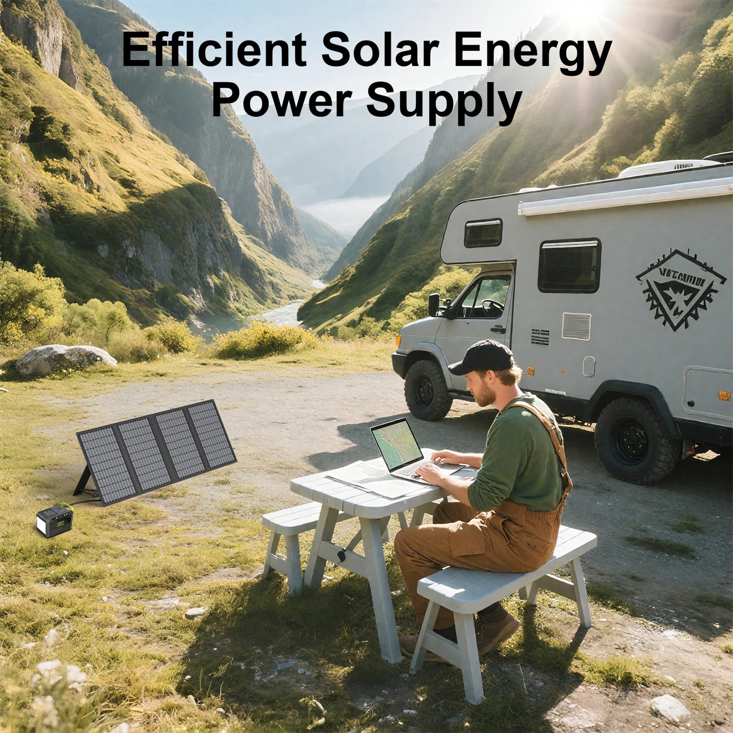 MHPOWOS 60W Foldable Solar Panel 18V Portable Solar Charger for Power Supply Laptop Solar Generator Fishing Camping Phones