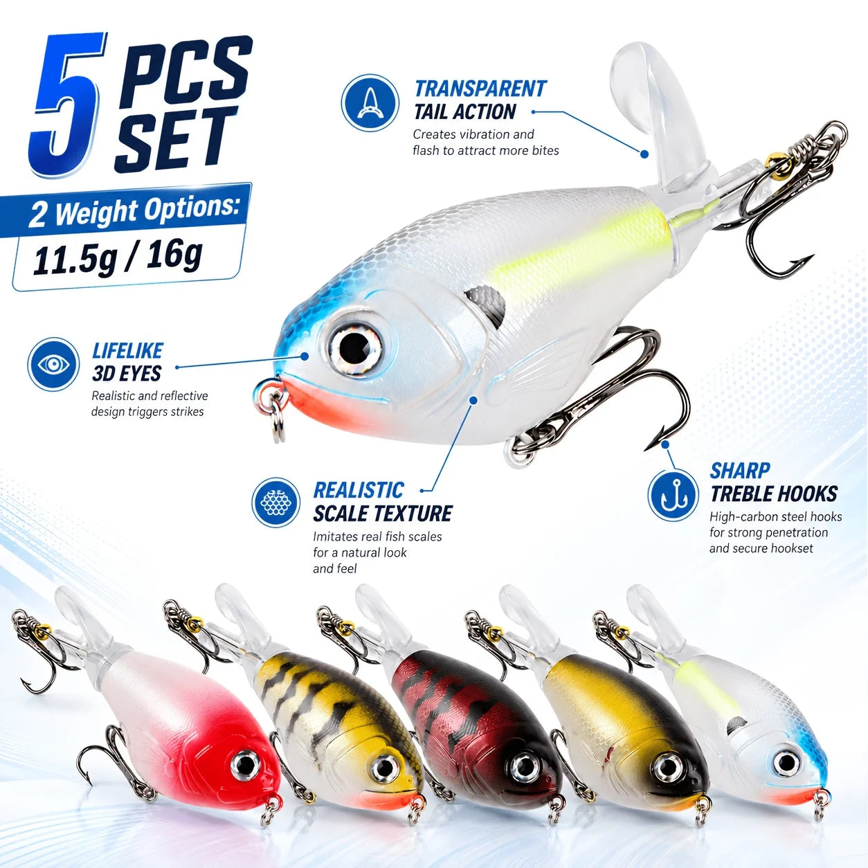 Fat Body Propeller Surface Wobbler Fishing Lure Kit