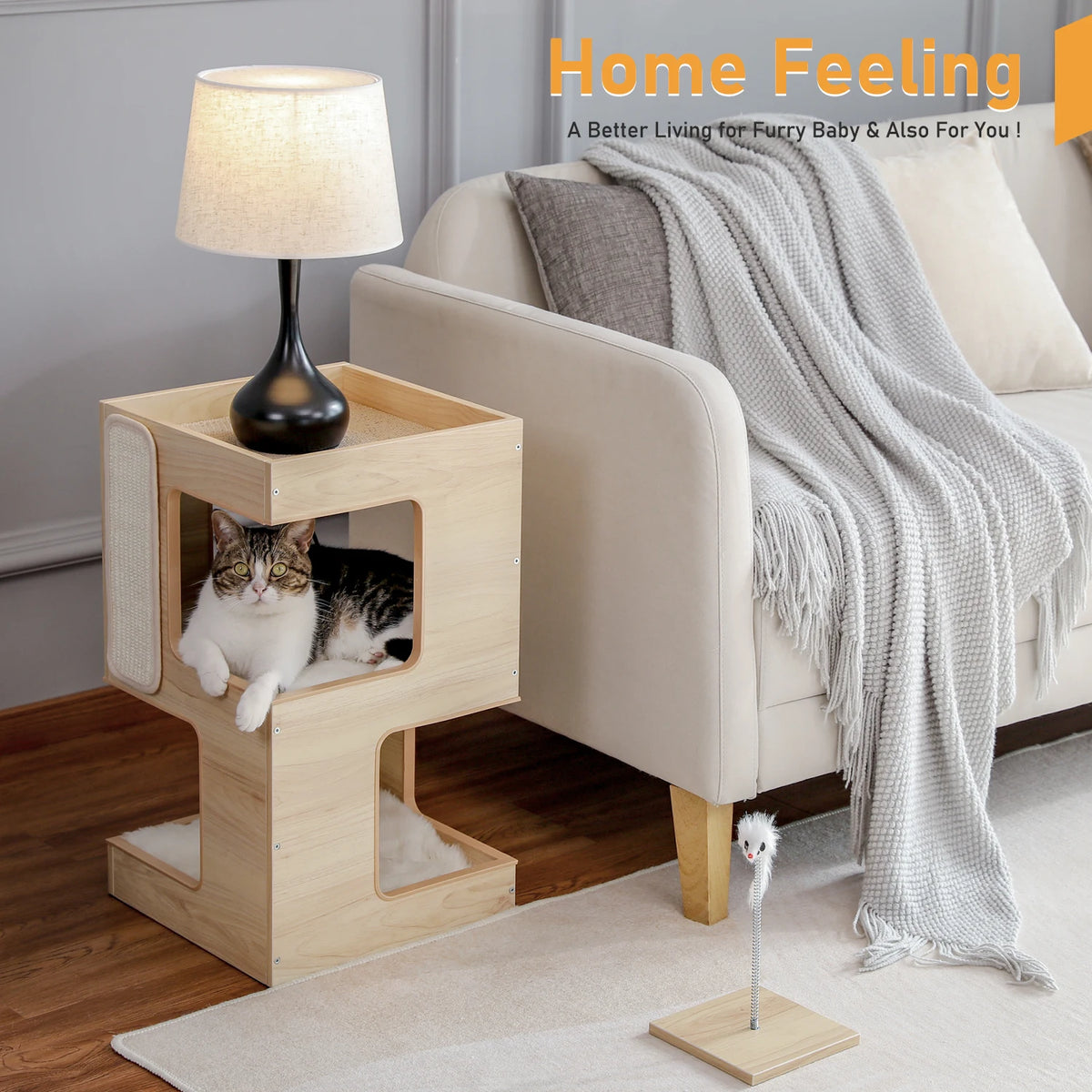PAWZ Road Wooden Cat Condo With Mats And Scratching Pad