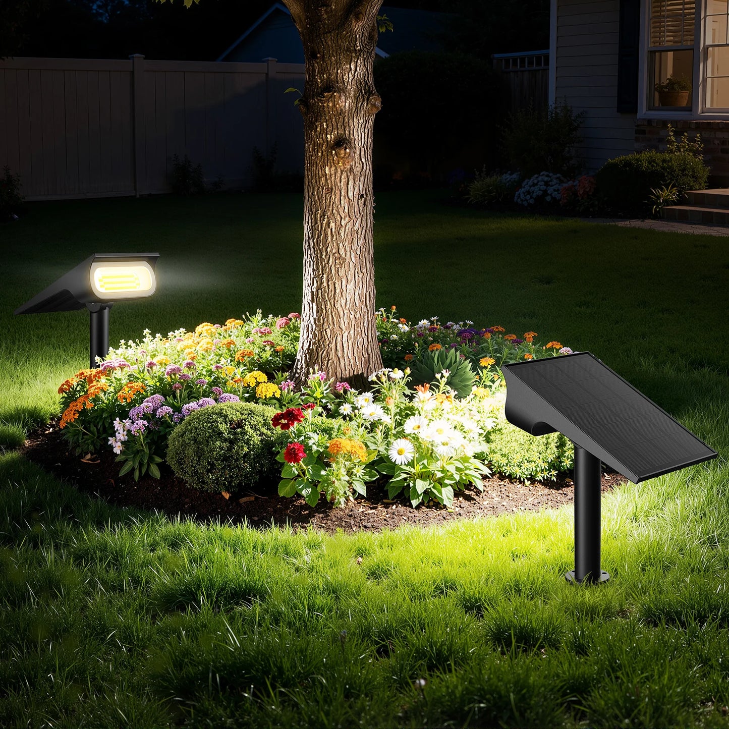 Intelamp 3 Color Modes Solar Spot Lights Garden Landscape