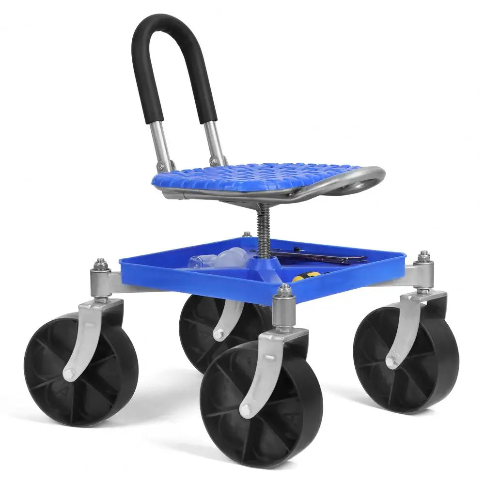 360 Degree Swivel Gardening Stool with Tool Tray Gardening Rolling Seat Height Adjustable Rolling Garden Cart Rolling Work Seat