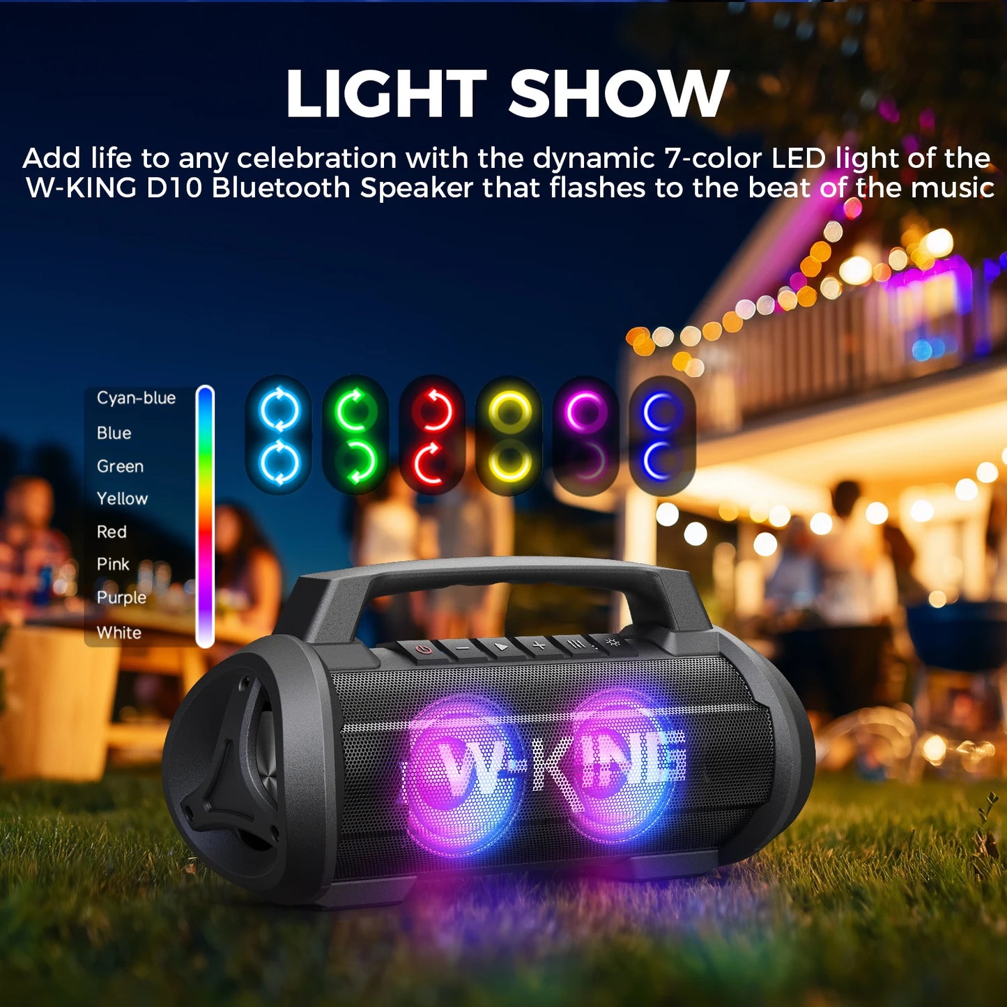 W-KING 70W RMS Bluetooth Portable Speaker,  Speaker Wireless Loud IPX6 Waterproof Bluetooth Speakers with Subwoofer/Bass Boost