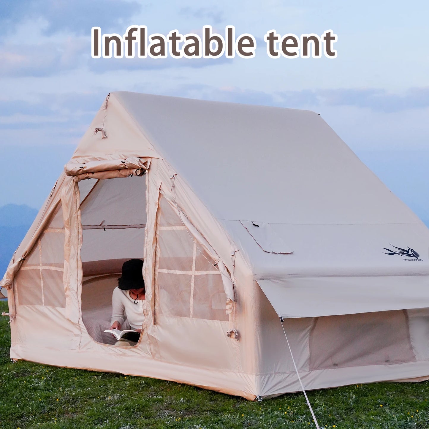 Pakicetus Inflatable Camping Tent 4-8 Person Quick Setup Stove Jack