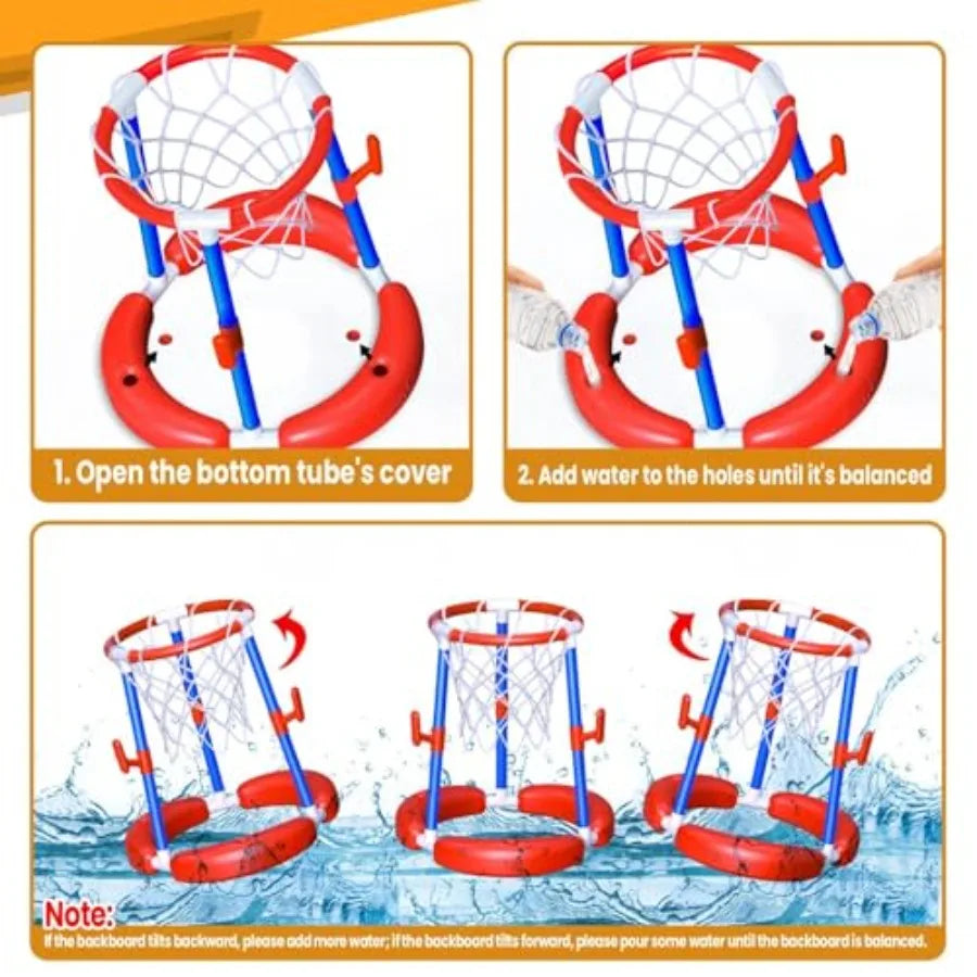 Pool Basketball Hoop Floating Basketball Hoop for Pool Toys for Birthday Gifts, Summer Outdoor Swimming Pools Party Favors, 2-i