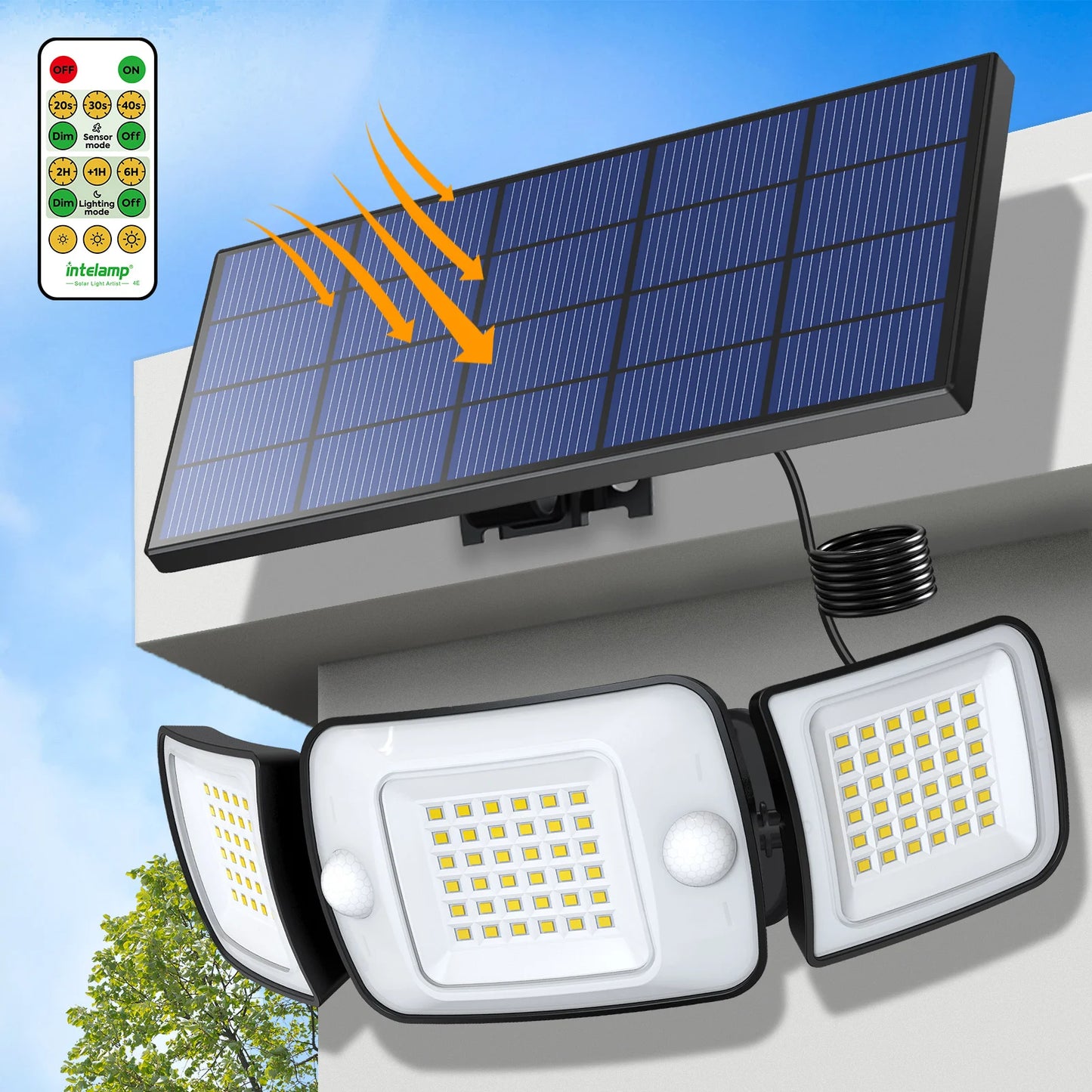 Intelamp Outdoor Solar LED Wall Lamp With Dual Motion Sensor