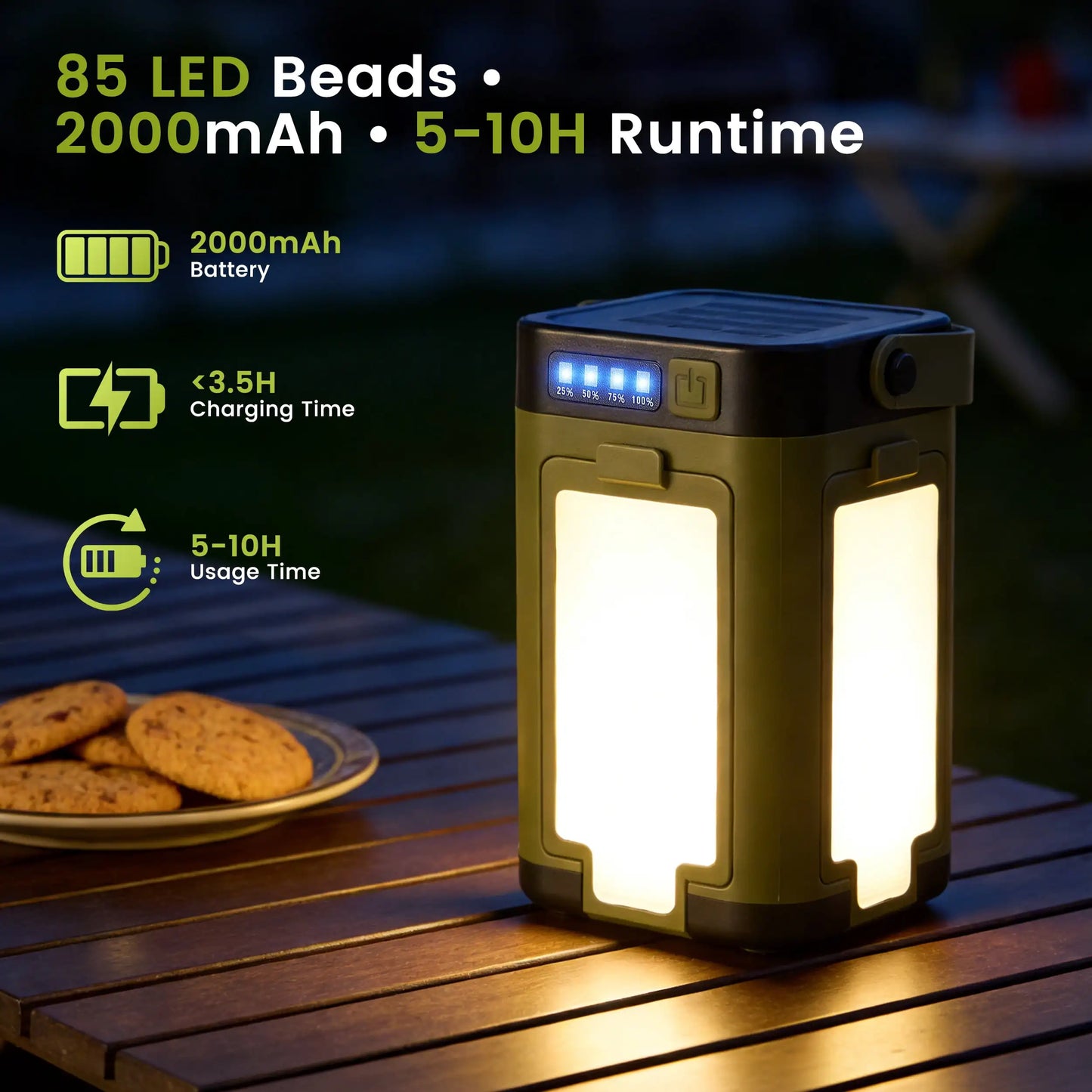 RELOIVE LED Camping Lantern,Battery Powered Solar Lanterns,6 Light Modes IPX4 Waterproof,Portable Hanging Collapsible Camping Lights for Outdoor,Home,Emergency