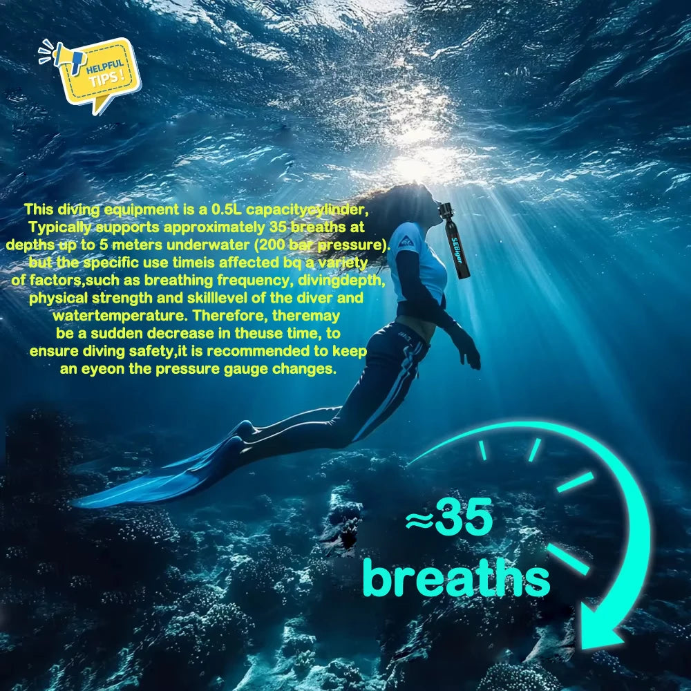 SCORKLER 0.5L Mini Scuba Diving Tank with Snorkeling Full Face Mask And Hand Pump Diving Cylinder Dive Equipment for Adults