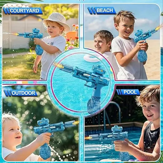 Electric Flame Water Gun, Pulse Jet Squirt Gun with LED Flash And USB-C Charging, 40Ft Long-Range Rapid-Fire Water Blaster, for Kids And Adults, Adult Water Gun for Pool Beach Backyard