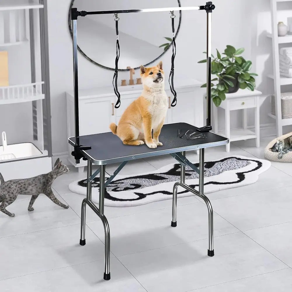 42 Inch Proional Adjustable Pet Grooming Table Heavy Duty with Arm Noose & Mesh Tray or Dog Cat Shower Table Maximum acity Up to