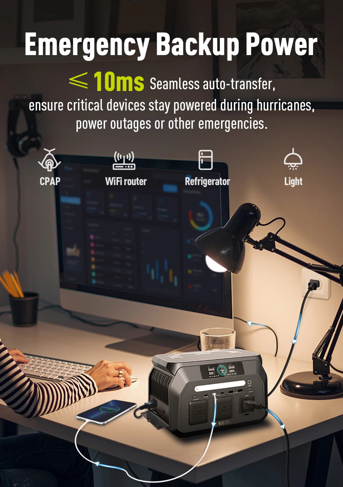 IEE 800W 512Wh LiFePO4 Portable Solar Power Station