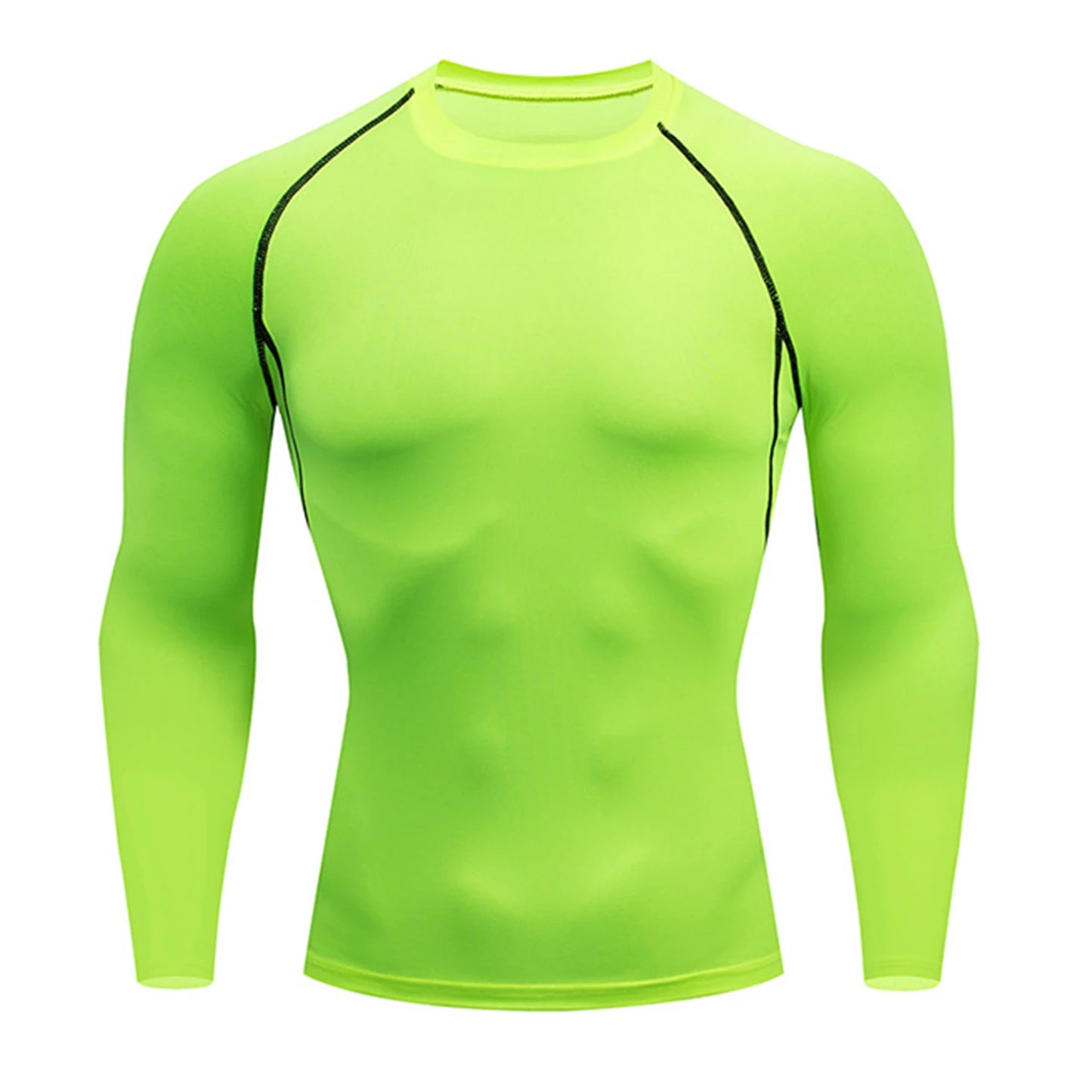 Men Black Long Sleeve Compression Shirt Quick Dry UV Protection Fitness Running Sport Baselayer Top