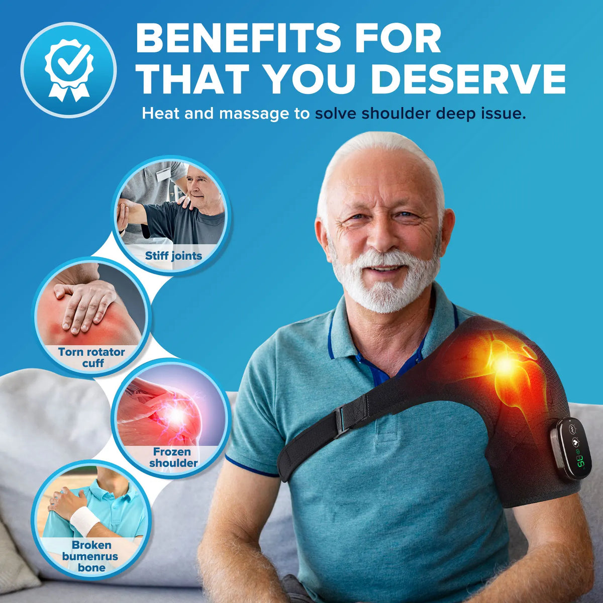 Rechargeable Electric Heating Shoulder Massage Wrap With LED Hot Compress