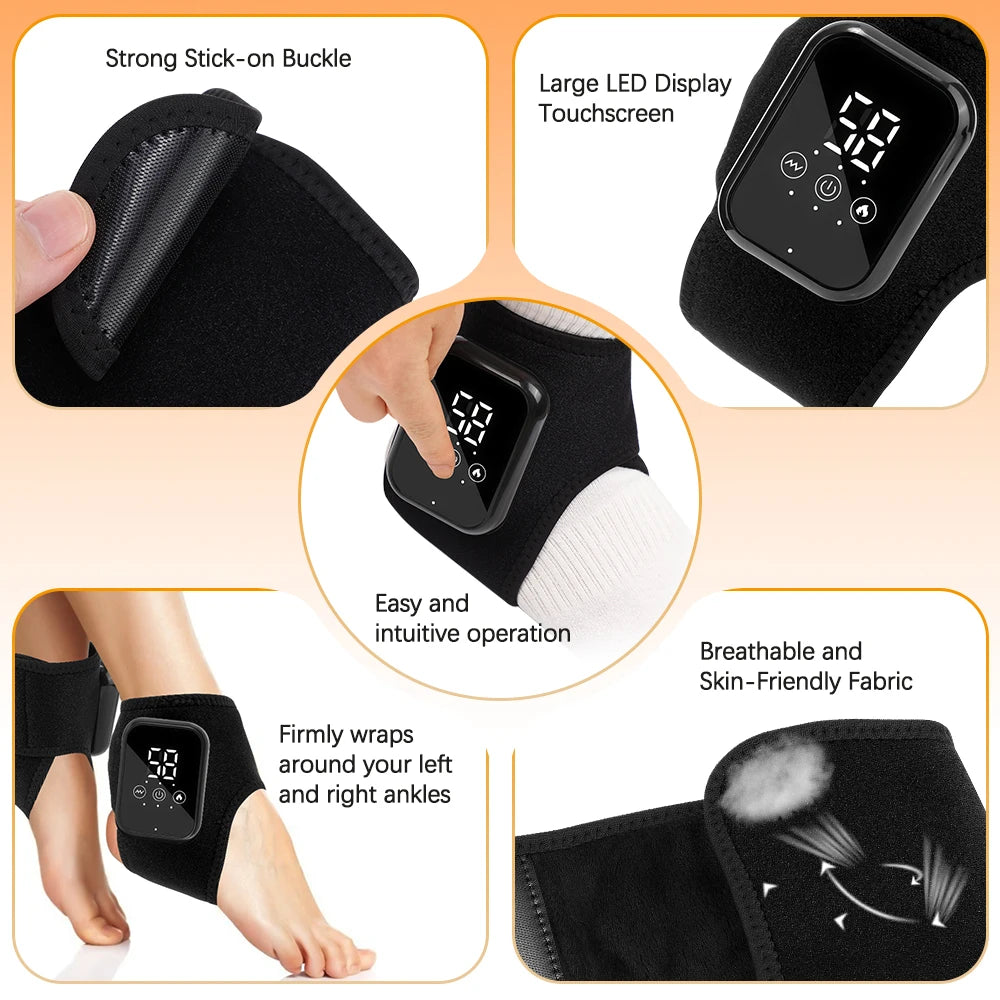 Heated Ankle Brace, Hot Compress Ankle Support Wrap for Sprain Relief, Joint Protection Foot Brace