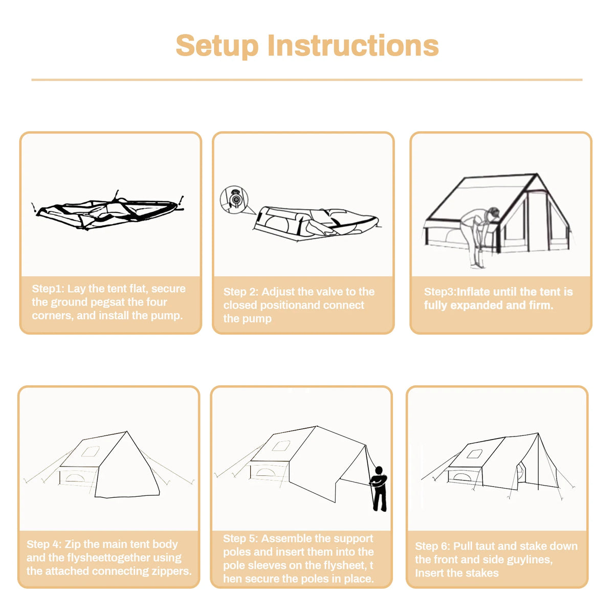 Pakicetus Inflatable Camping Tent With Extended Sun Canopy For Families