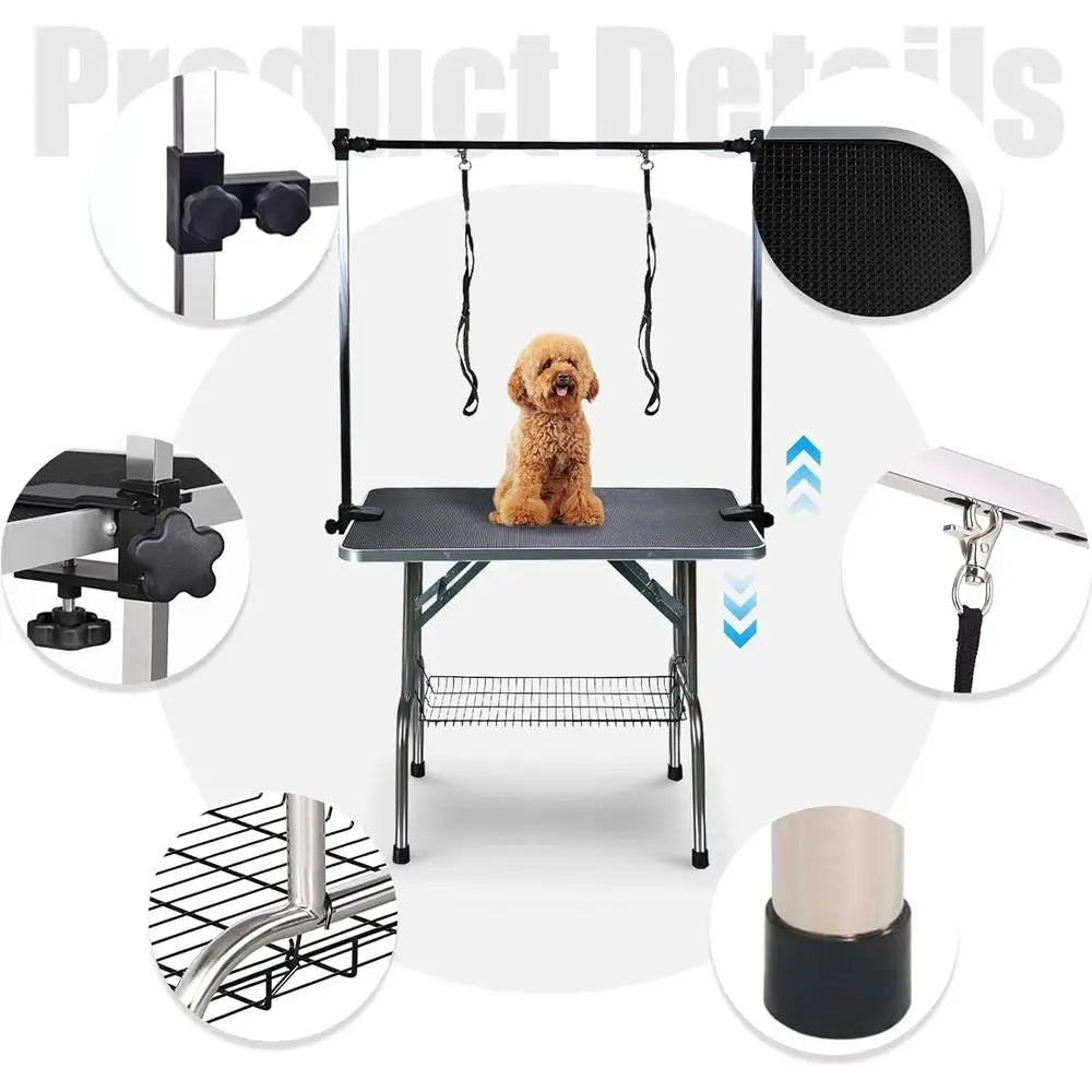 42 Inch Proional Adjustable Pet Grooming Table Heavy Duty with Arm Noose & Mesh Tray or Dog Cat Shower Table Maximum acity Up to