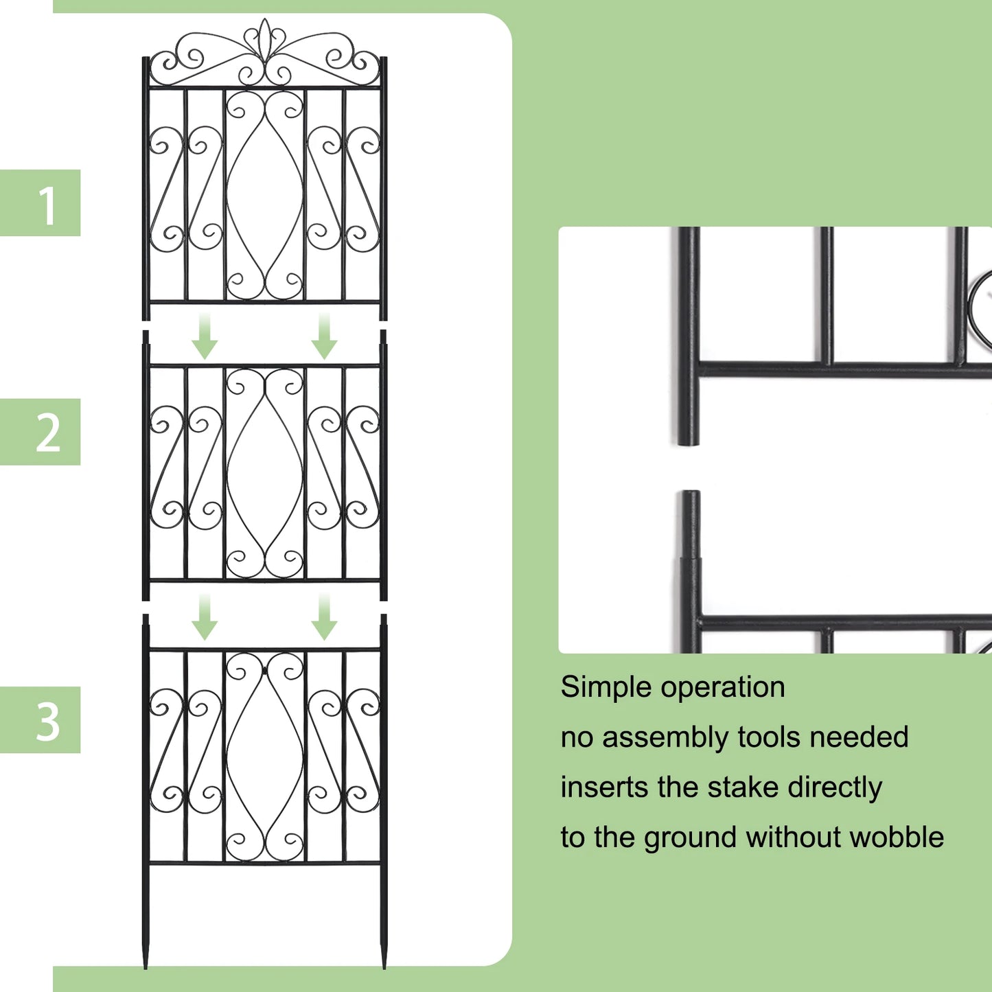 Large Tall Metal Garden Trellis, Plant Climbing Aid, Lattice Antirust Border, Outdoor Yard, 2Pcs