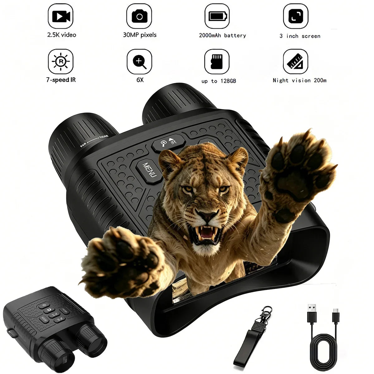 Digital Night Vision Binoculars With Infrared Photo Video Recording