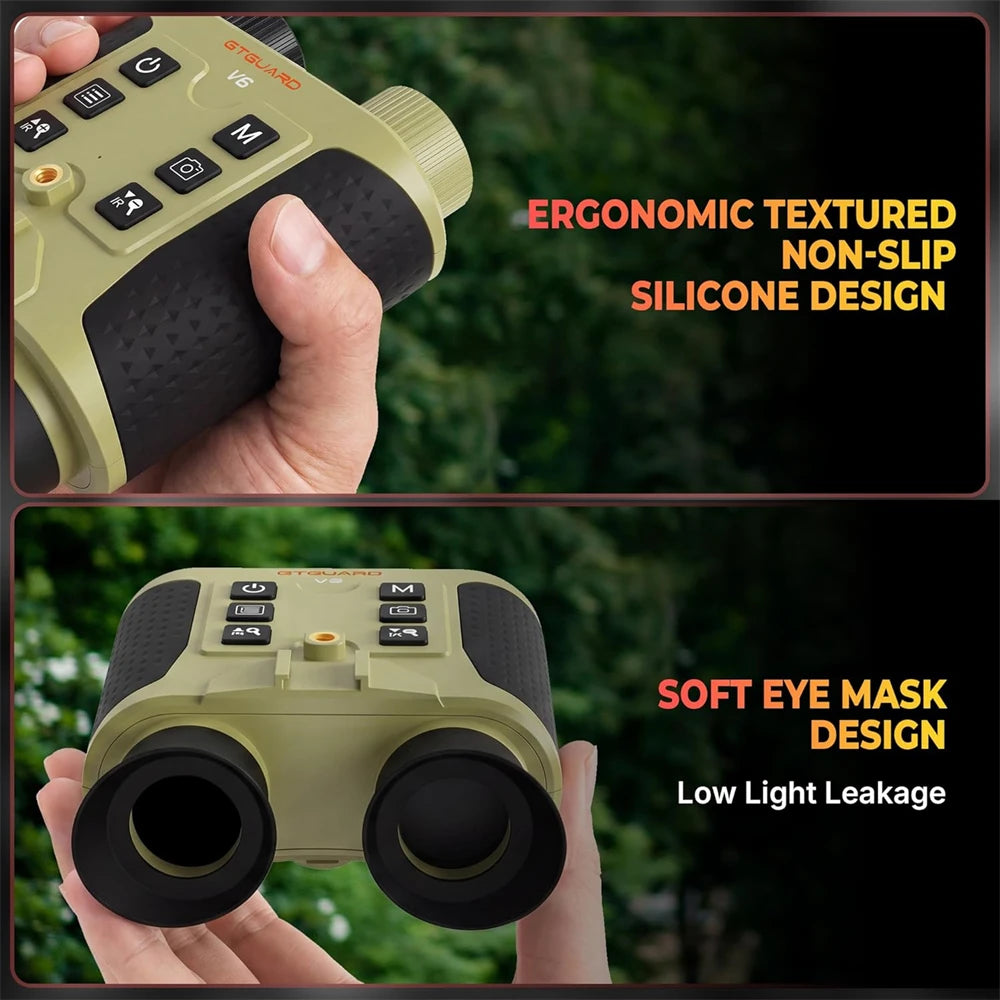 V6 8X Digital Zoom Night Vision Binoculars 4K Night Visions Goggles Hunting Scope Camera Telescope With Infrared Tactical Light