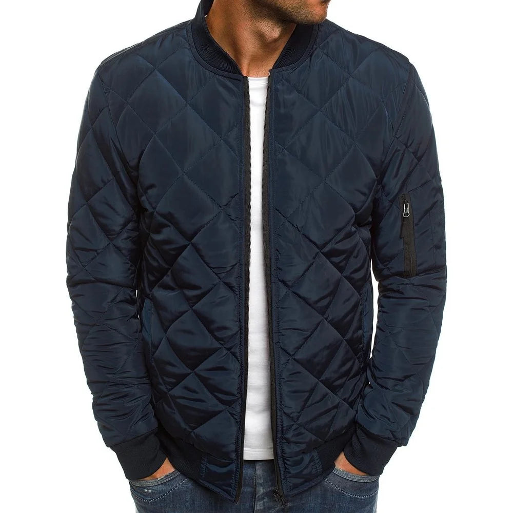 Winter New Jacket Men's Baseball Collar Mesh Pressed Lightweight  Jacket Vintage Flight Casual Long Sleeve