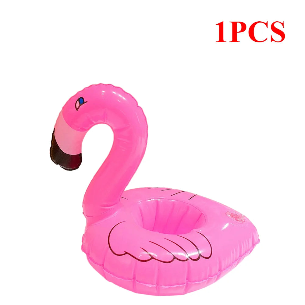 1-20 Pcs Tropical Flamingo Party Decoration Cup Holder Pvc Water Float Inflatable Drink Cup for Adults Pool Drinkware Tray Decor