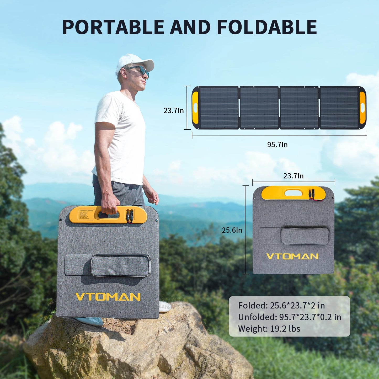 VTOMAN VS200 Portable Solar Panel 200W 19V Outdoor Rechargeable Solar Generator, High Efficience Complete for Home Camping