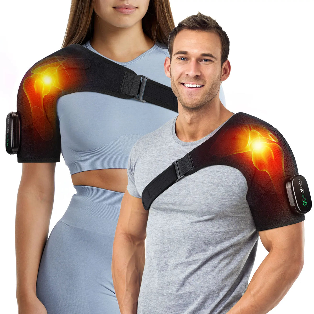 Rechargeable Electric Heating Shoulder Massage Wrap With LED Hot Compress