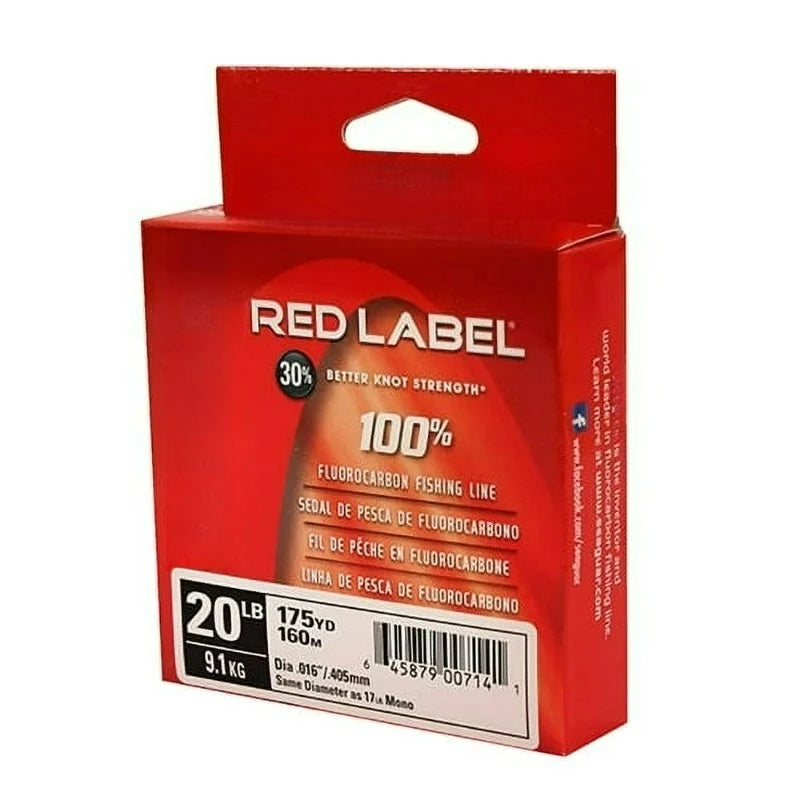 Red Label 100% Fluorocarbon Fishing Line 20lbs, 175yds Break Strength/Length - 20RM175