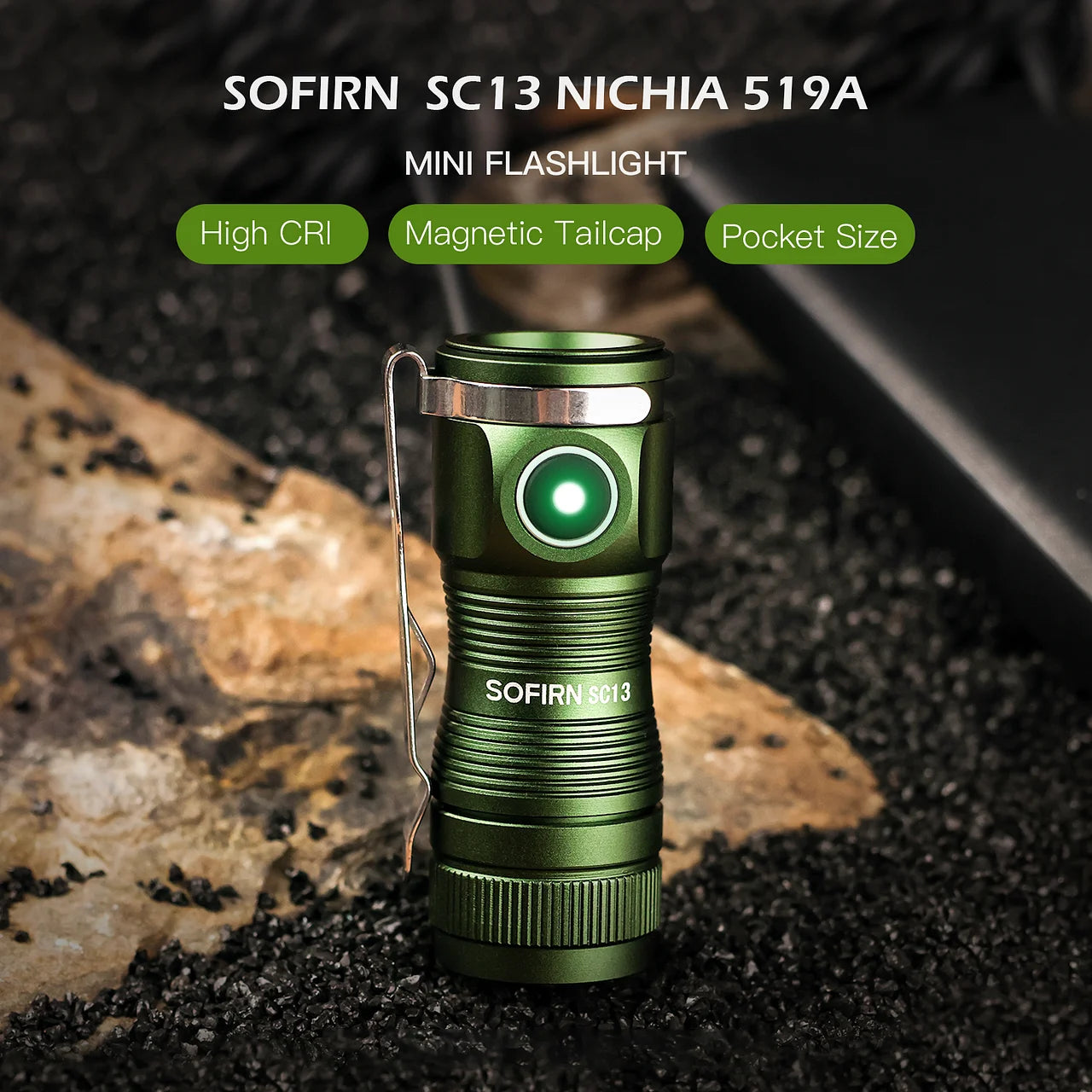 Sofirn Mini SC13 SST40 LED 1300lm 18350 Rechargeable Flashlight 6000K Keychain Light with Magnetic