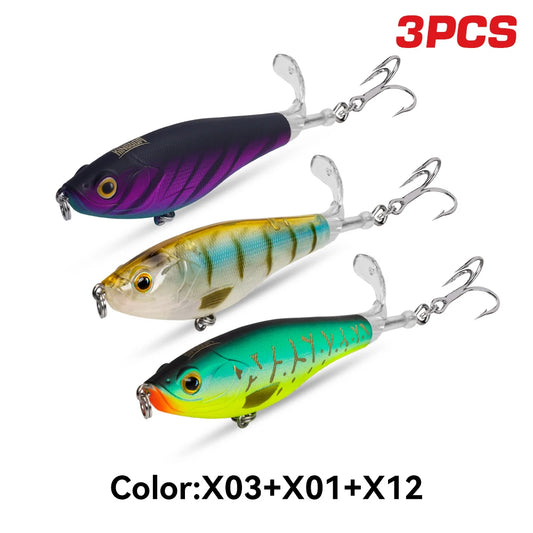 Kingdom Floating Propeller Fishing Lures With Rotating Tail Topwater Baits