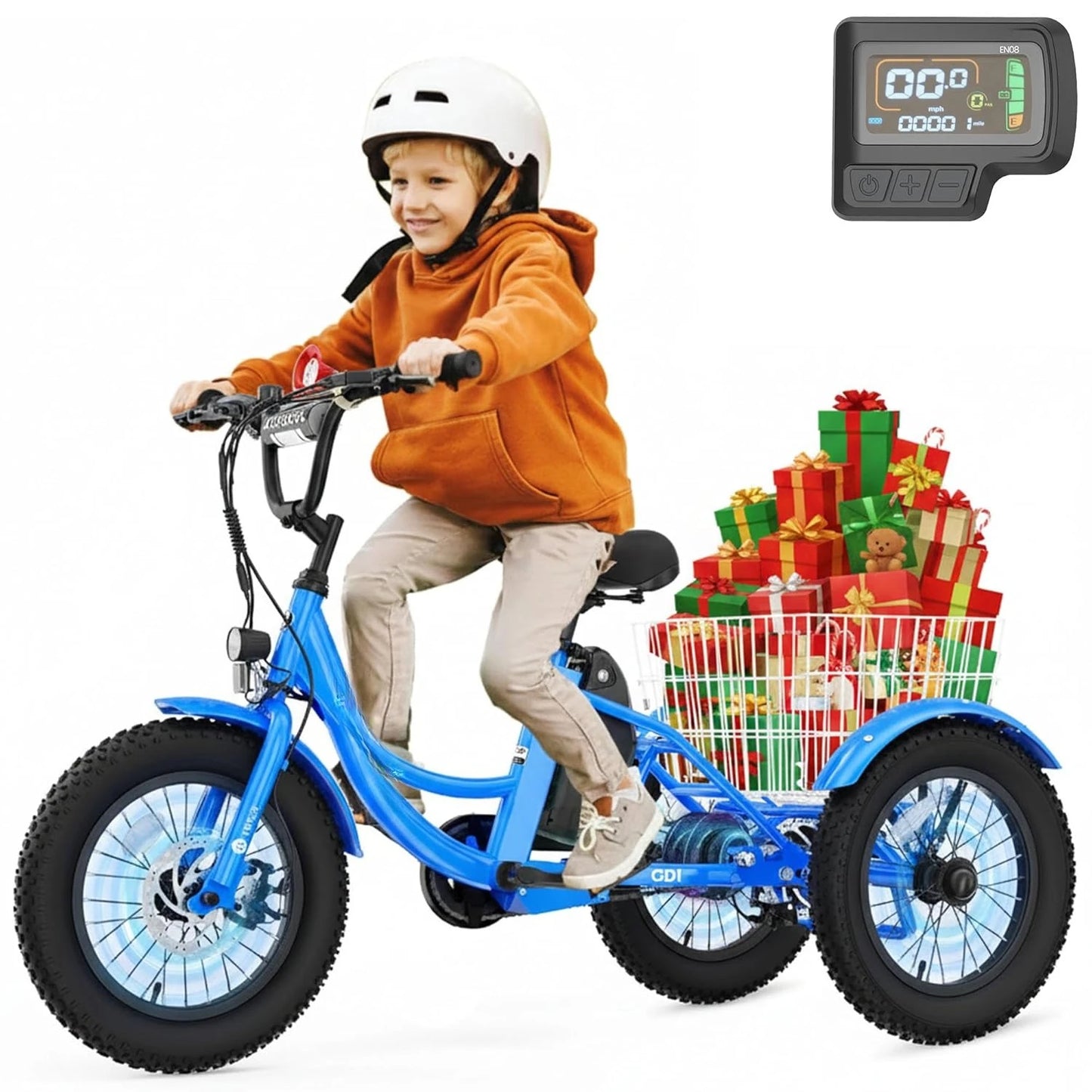 Youth Electric Trike 250W Three-Wheel Fat Tire Aluminum Frame
