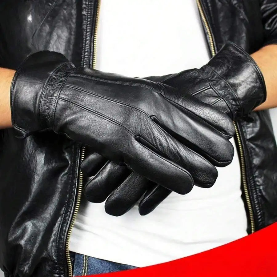 Winter Cycling & Skiing Sheepskin Thermal Gloves, Touch‑Screen Compatible, Windproof And Rainproof, Genuine Leather, Soft Textur