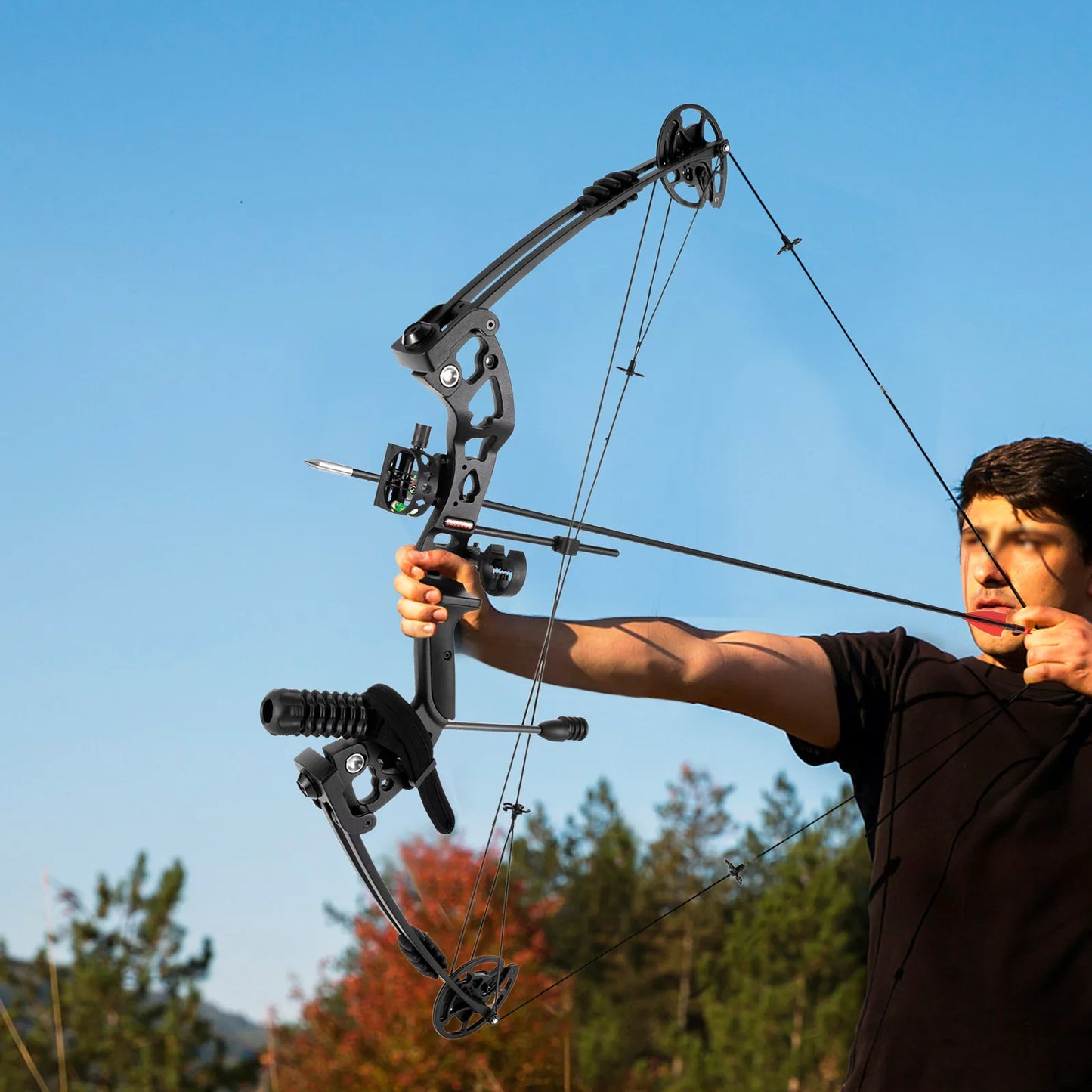 Right Handed Compound Bow Kit Adults and Teens Compound Bow Archery Hunting Equipment with 12 Arrows 30-55lbs Adjustable