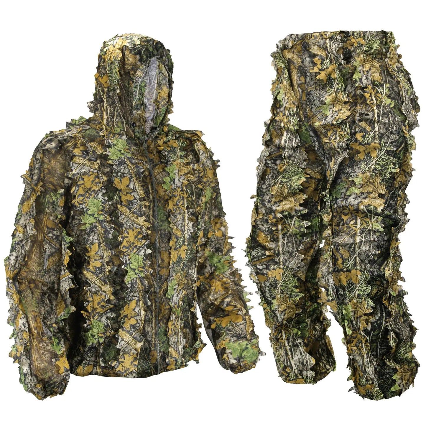 3D Bionic Leafy Ghillie Suit Breathable Camouflage Clothing Outdoor Tactical Sniper Hunting Clothes Lightweight Jungle Woodland Camo Apparel for Men Women Airsoft Paintball Wildlife Photography