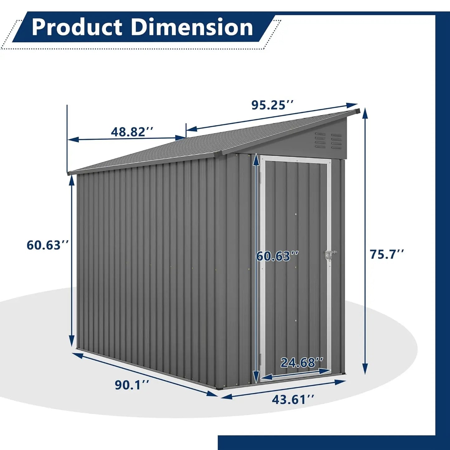 Metal Lean-To Storage Shed Outdoor Garden Cabinet