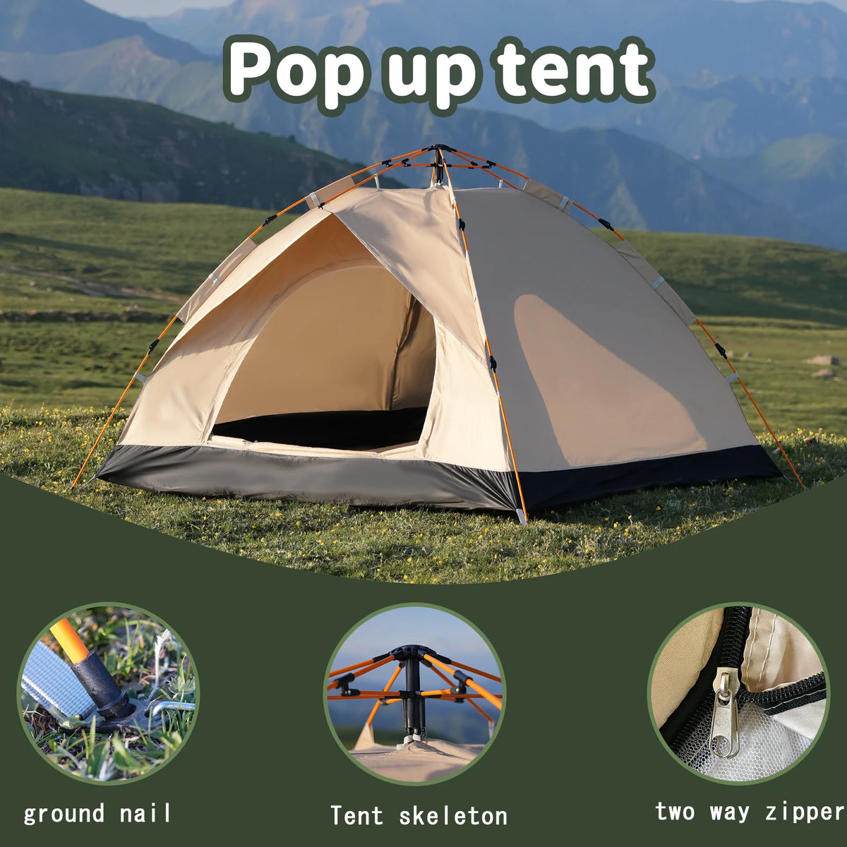 Pakicetus Instant Pop Up Camping Tent With Easy Setup Portable Shelter