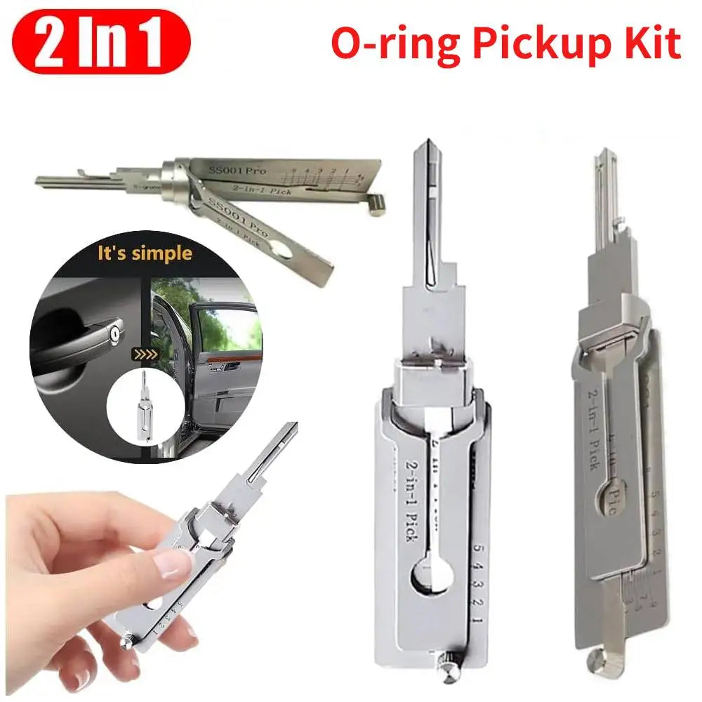 SS001 pro Stainless Steel Key Decoder 2 In 1 Precision Hook & Pick Set Lock Decoder O-ring Pickup Kit Maintenance Repair Hand Tools