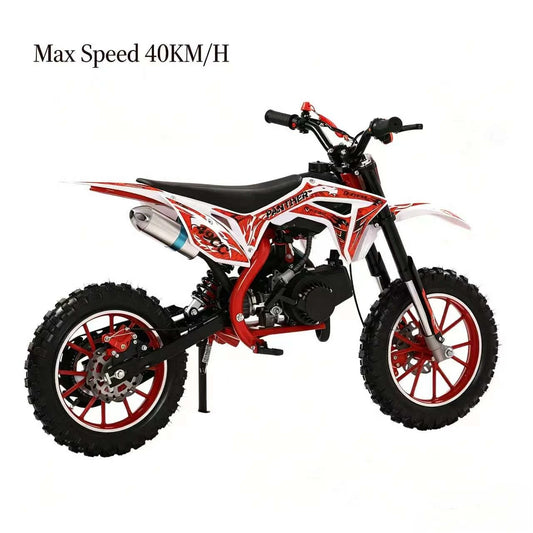 49cc 2-Stroke Kids Dirt Bike, Gas Power Motocross, Off Road Mini Motorcycle, Pocket Motorbike with Front Rear Disc Brakes