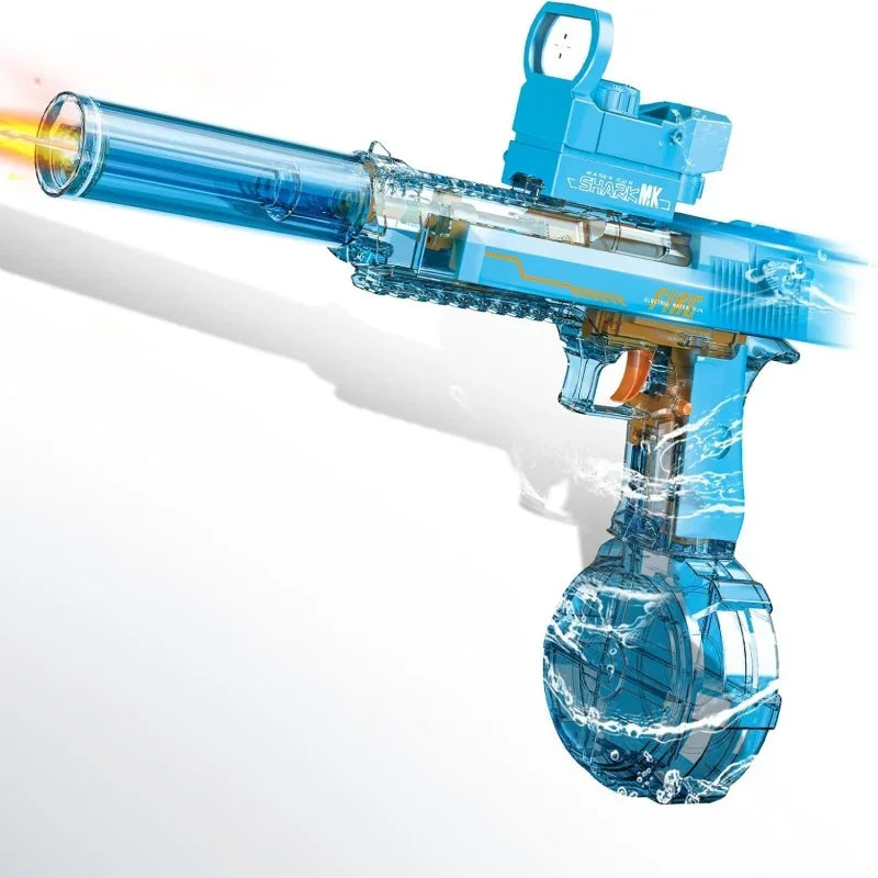 Electric Water Gun for Adults Kids, Transparent Automatic Squirt Watergun with Manual Function Led Lights, Summer Outdoor Water Pistol Pool Beach Party Toys for Boys Girls