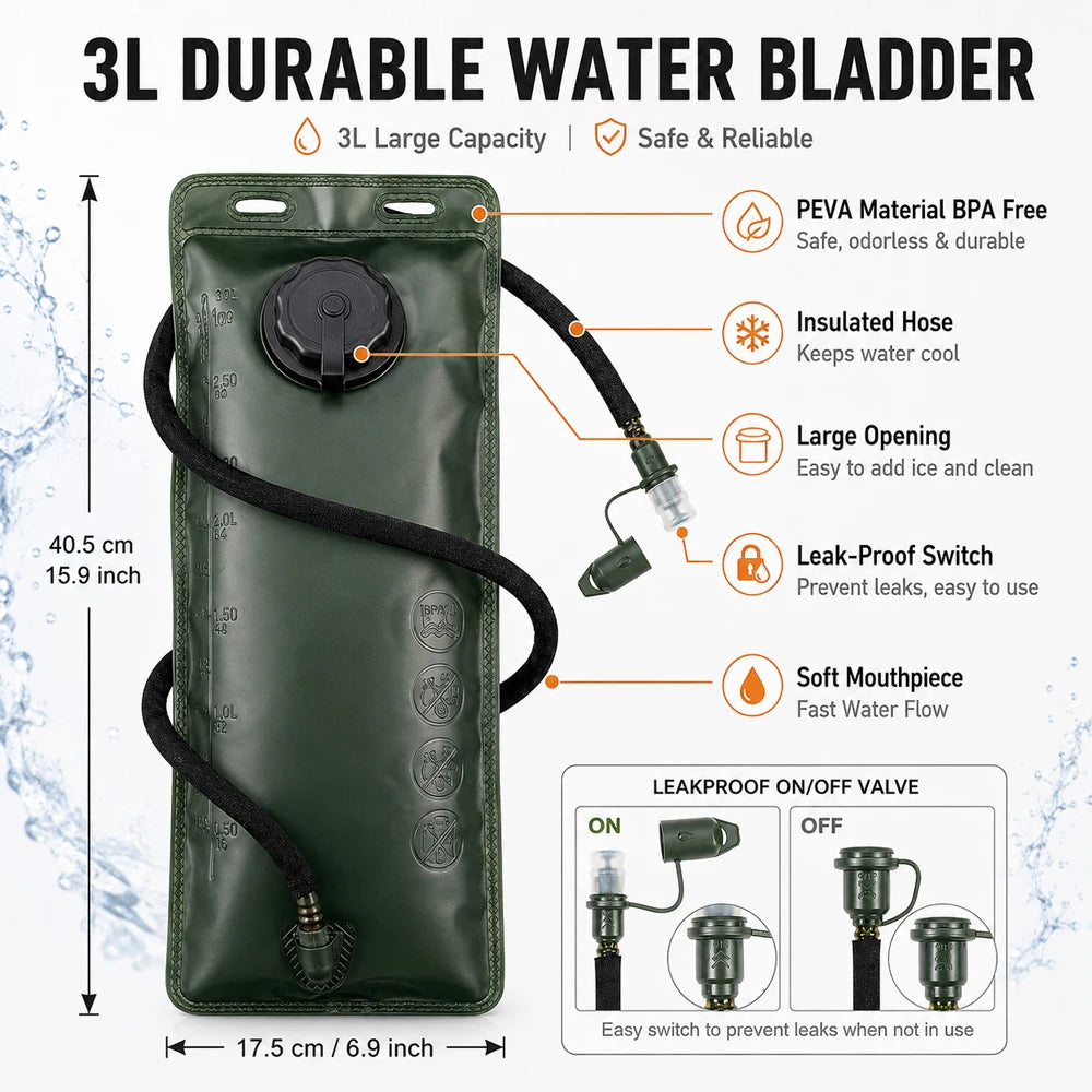 Hydration Backpack with Water Bladder for Hiking Camping and Cycling