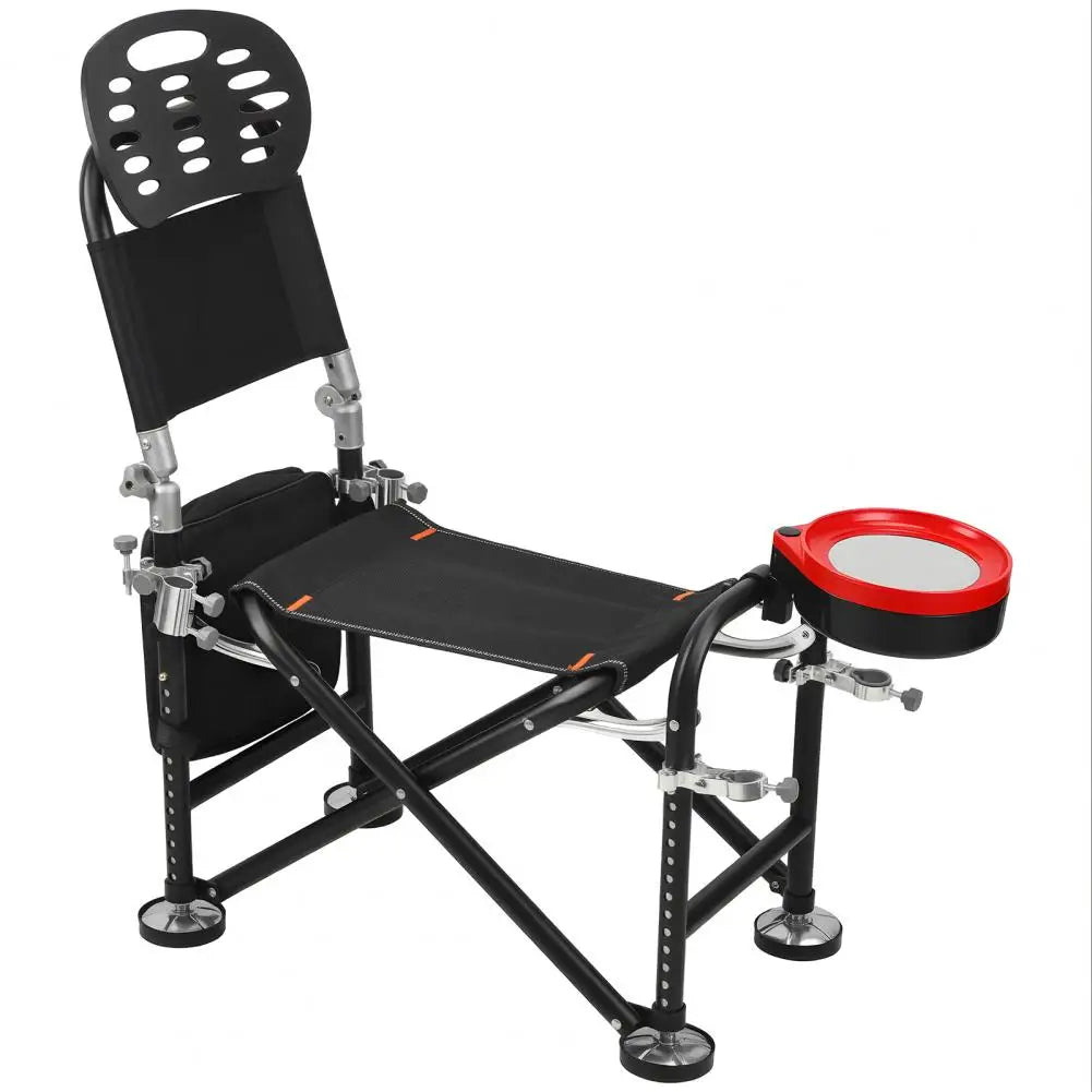 Folding Fishing Deck Chair Iron Recliner 13 Gear Rise Fall 21cm Adjustment Fishing Chair with Backrest Rod Holder Fisherman Gift