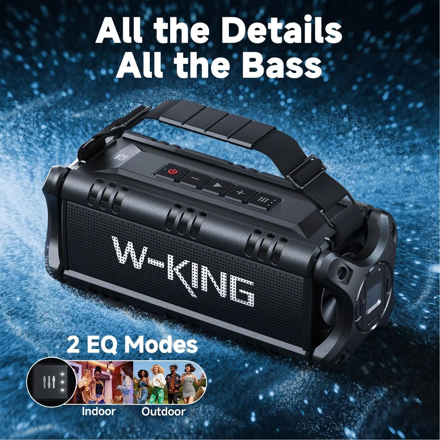W-KING Portable 90W Max Bluetooth Speaker Outdoor Speaker Loud, IPX6 Waterproof/50W Deep Bass Subwoofer Wireless for Party