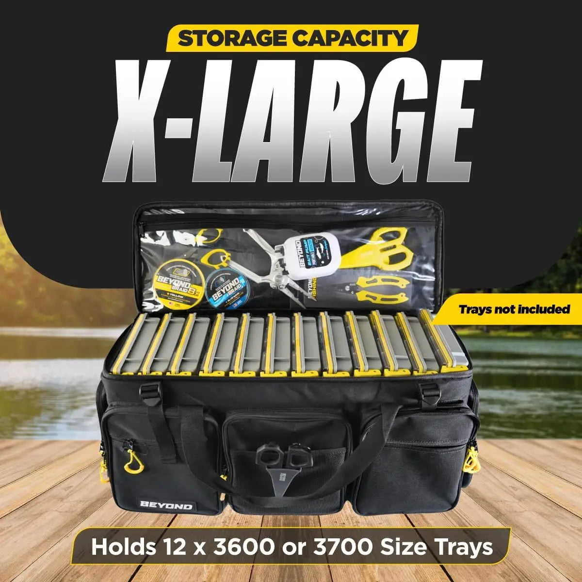 Fishing Tackle Bag with Hard Molded Bottom, Water Resistant for Saltwater & Freshwater Gear Storage, Holds Tackle Boxes and